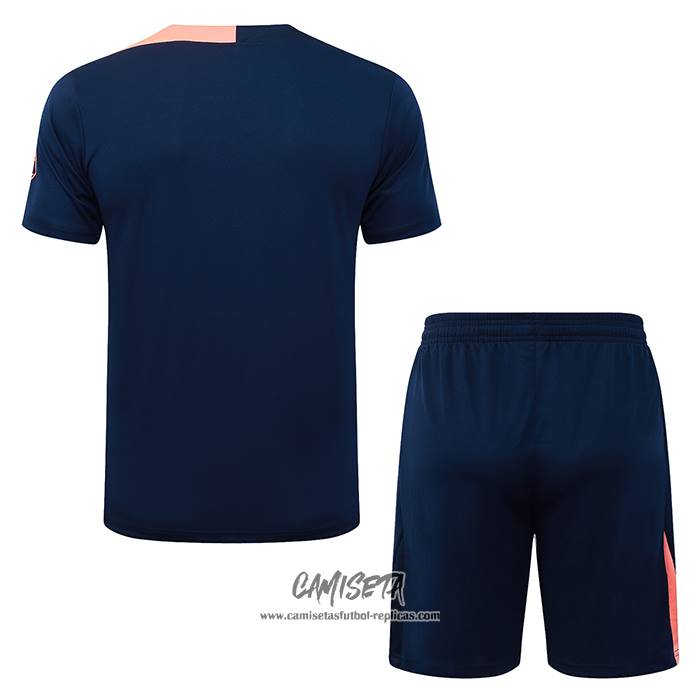 Chandal del Barcelona 2025-2026 Manga Corta Azul - Pantalon Corto Rosa